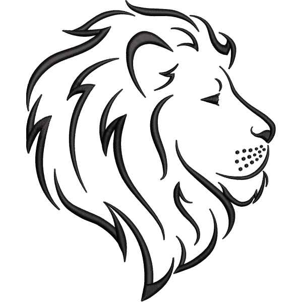 Outlined Lion Face Design