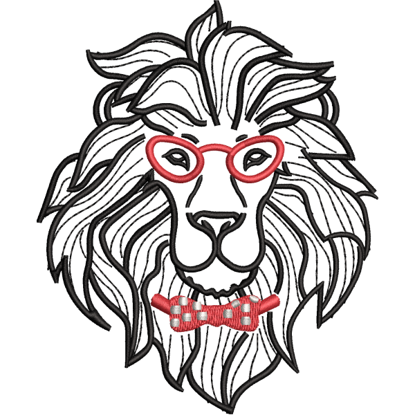 Lion Face with Bow Tie Design