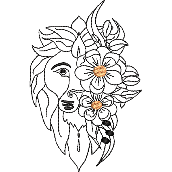 Lion With Flower Design