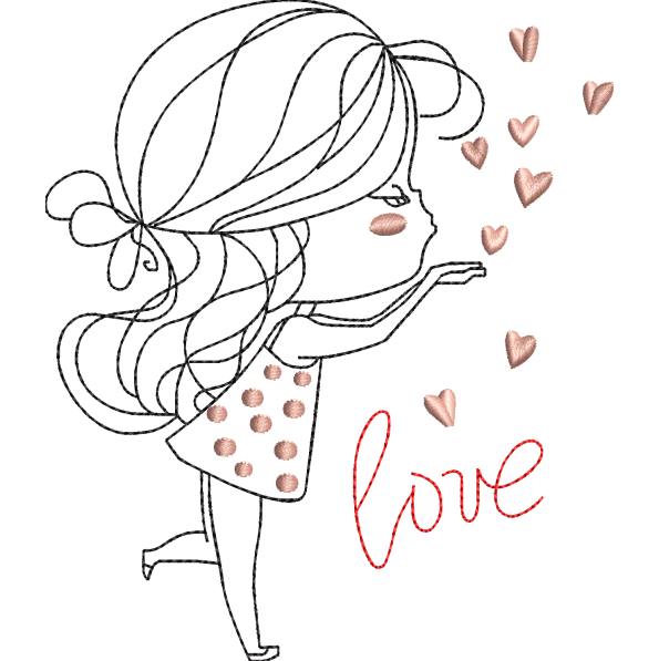 love girl embroidery design