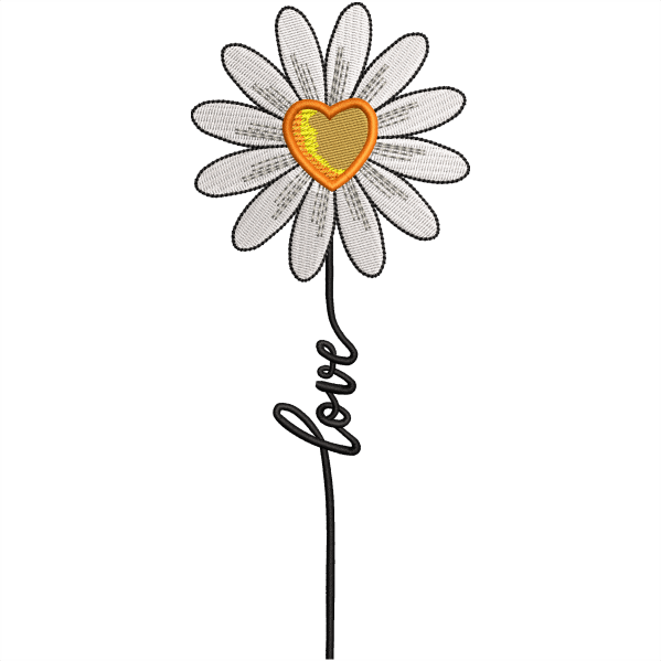 love flower embroidery design