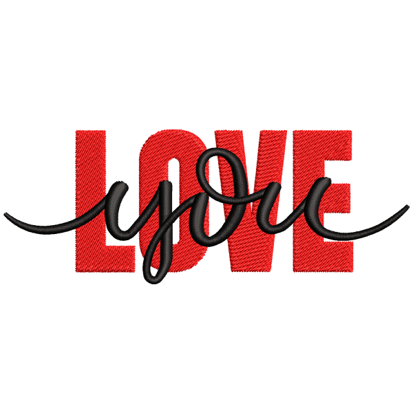Love You Embroidery Design