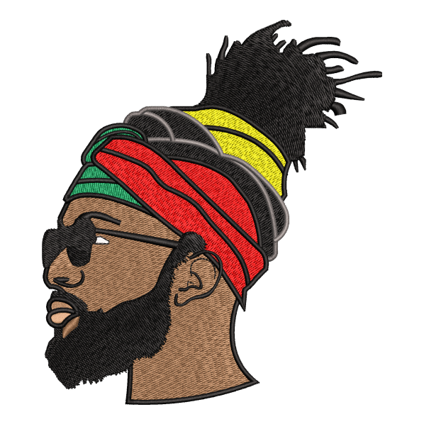 beard man embroidery design