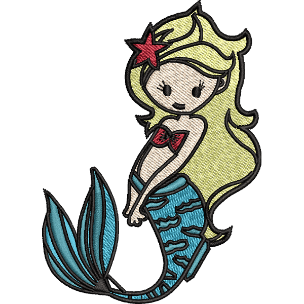 mermaid fish embroidery design