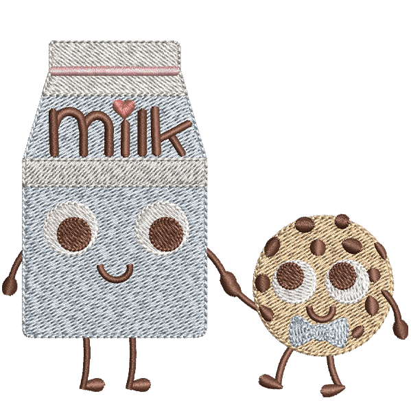 Milk And Cookie Embroidery Design