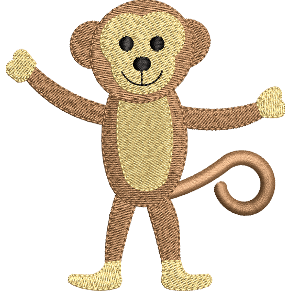 Standing Monkey Embroidery Design