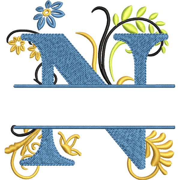 Floral Alphabet N Design