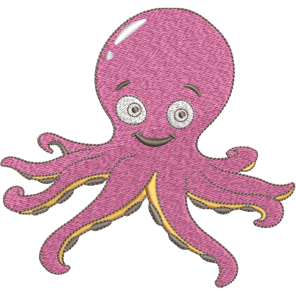 Pink Octopus Embroidery Design
