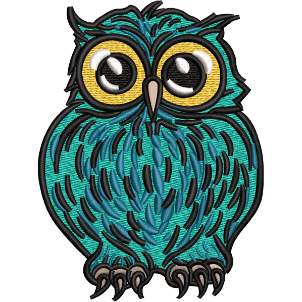 Big Green Owl Embroidery Design