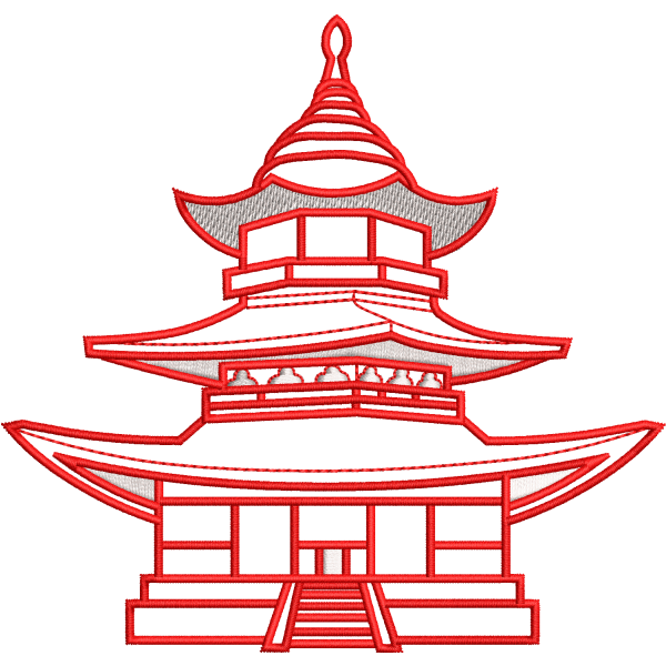 Pagoda Temple Outline Design