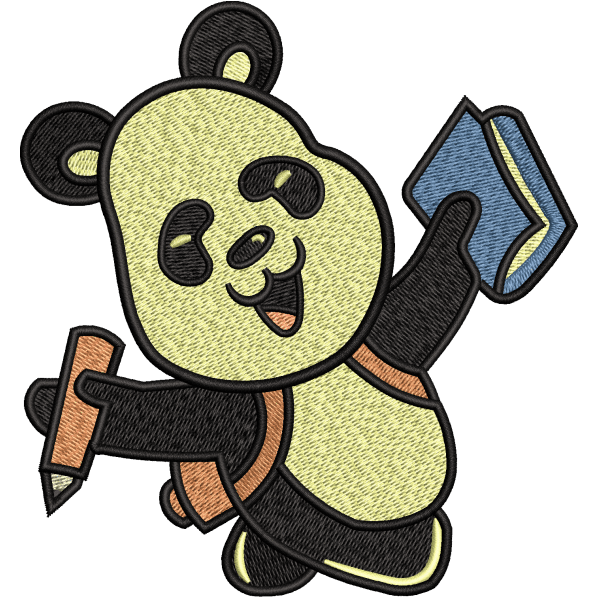 Student Panda Embroidery Design