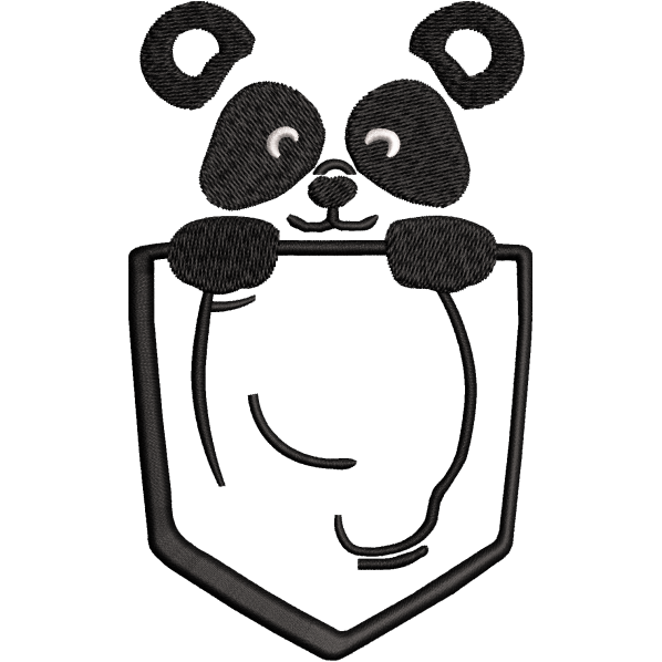 Pocket Panda Embroidery Design