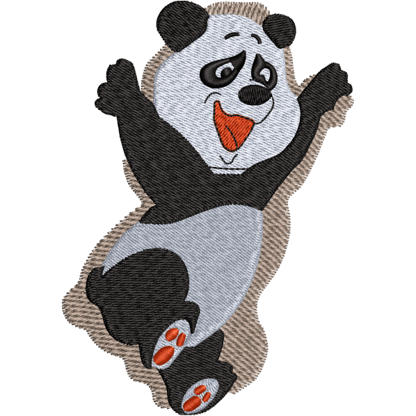 Jumping Panda Embroidery Design