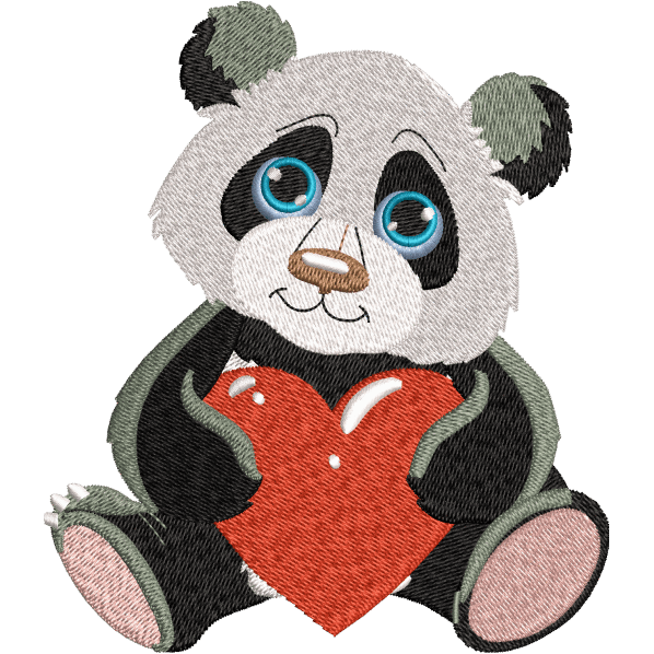 Loving Panda Embroidery Design