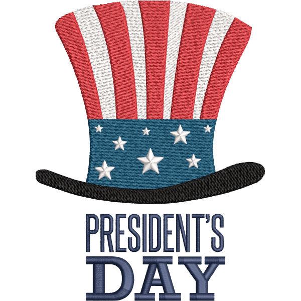 Presidents Day Cap Embroidery Design