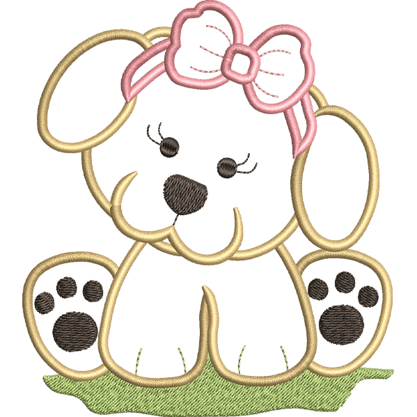 Cute Outlined Puppy Embroidery Design