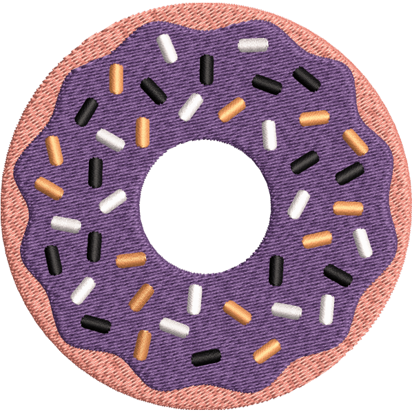 Purple Donut Embroidery Design