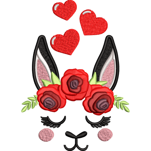 rabbit love embroidery design