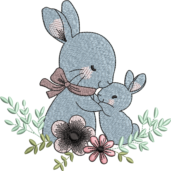 Rabbit With His Baby Design