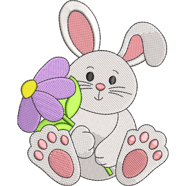 Cute Bunny with Flower Design