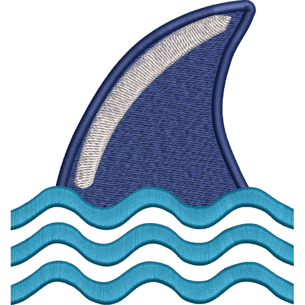 Shark Dorsal Fin Embroidery Design
