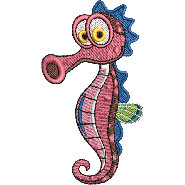 Pink Seahorse Embroidery Design