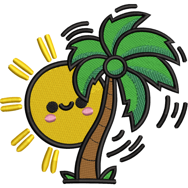 Palm Tree with Sun Design
