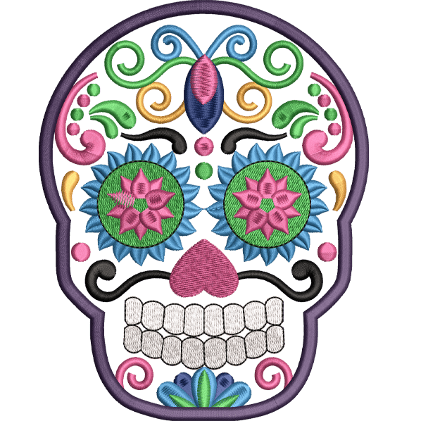skull flowers design