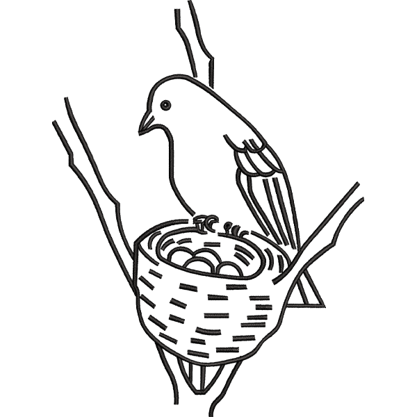 Sparrow With Nest Design