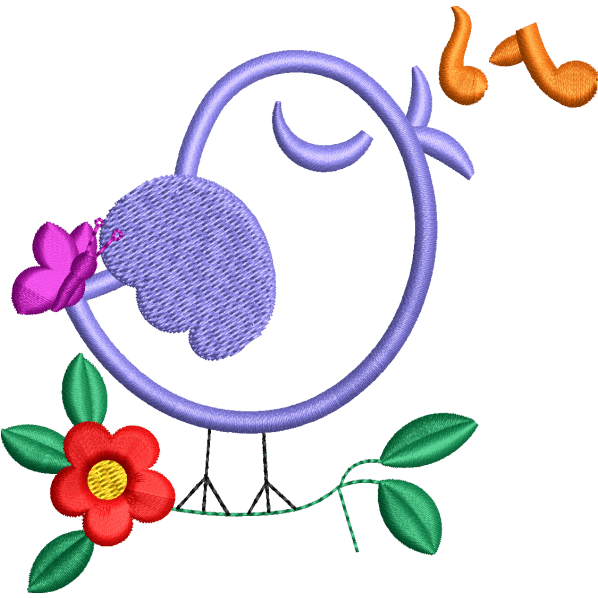 Sparrow with Flower Design