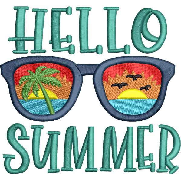 Hello Summer Embroidery Design