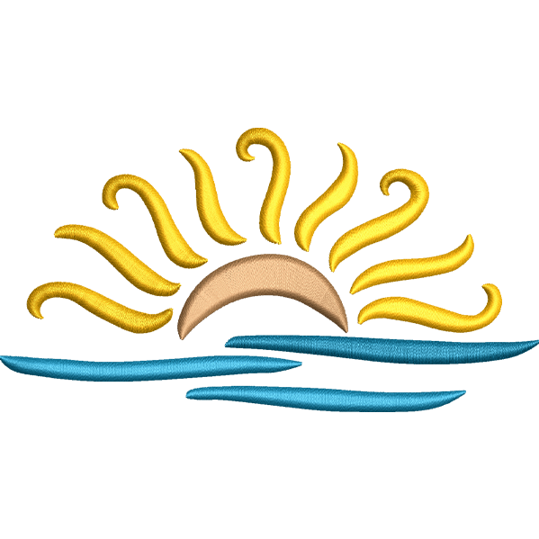 Sun Raising Embroidery Design
