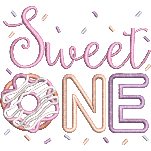 Sweet One Donut Embroidery Design