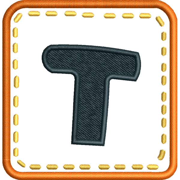 T Letter Embroidery Design