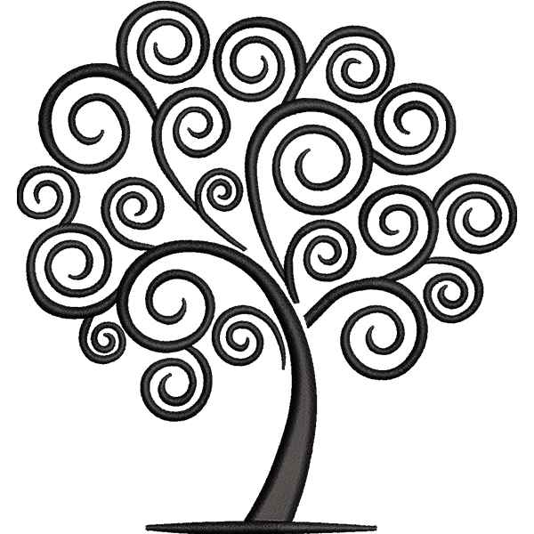 Black Swirl Tree Design