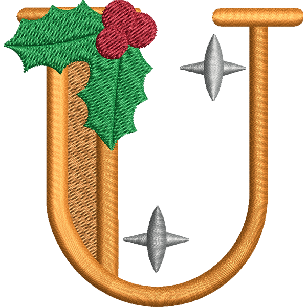 U Letter Embroidery Design