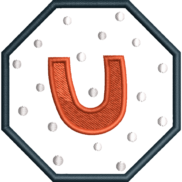 U Letter Embroidery Design