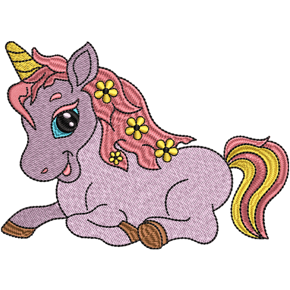Cute Pink Unicorn Embroidery Design