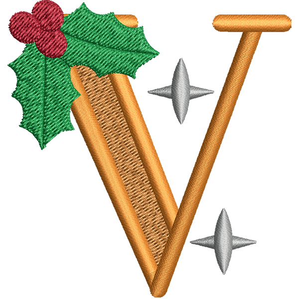 V Letter Embroidery Design