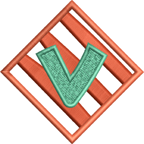 V Letter Embroidery Design
