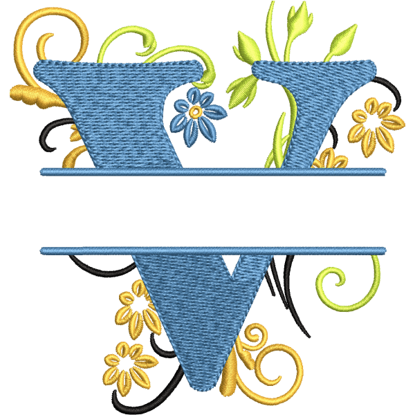 Floral Alphabet V Design