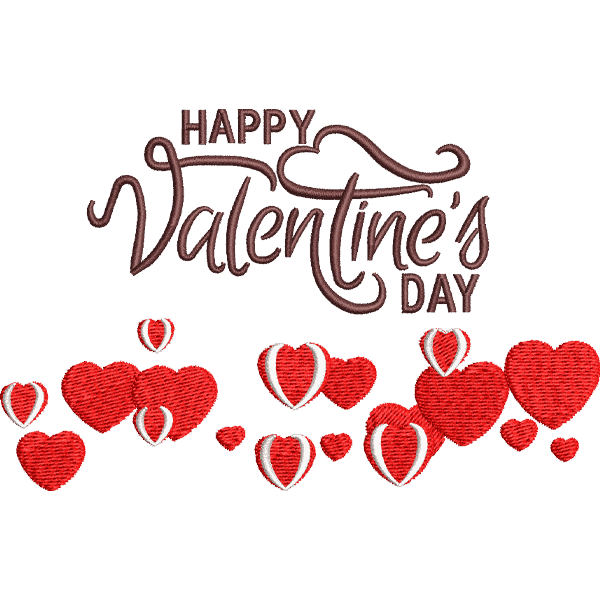 Red Heart Valentine Text Embroidery Design