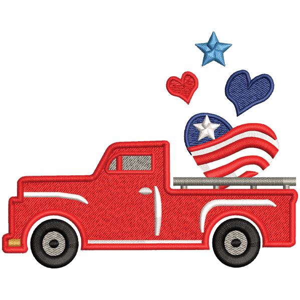 Red Van With Hearts In