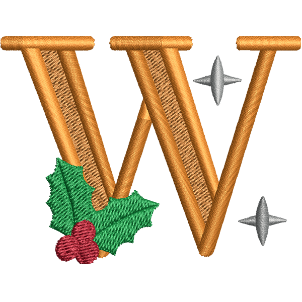 W Letter Embroidery Design