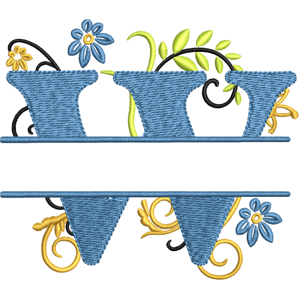 Floral Alphabet W Design