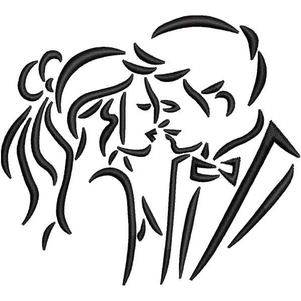 Wedding Kiss Embroidery Design