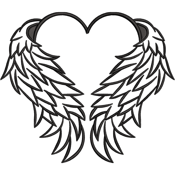 Winged Heart Outline Design