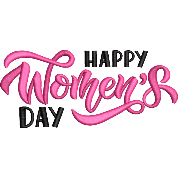 happy women's day embroidery design