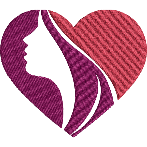 heart women face embroidery design