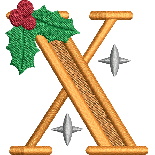 X Letter Embroidery Design